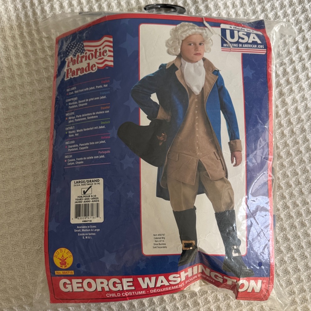 George Washington Kids Costume PLUS WIG